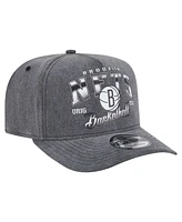 New Era Men's Charcoal Brooklyn Nets Throwback Washed Pre-Curved 9FIFTY Snapback Hat