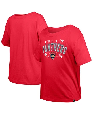 New Era Big Girls Red Florida Panthers Flip Sequin T-Shirt