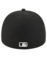 New Era Men's Black York Yankees Script Safety Pin 59FIFTY A-Frame Fitted Hat
