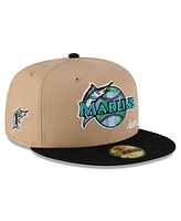New Era x Just Don Men's Light Beige/Black Florida Marlins Earth Day 59FIFTY Fitted Hat