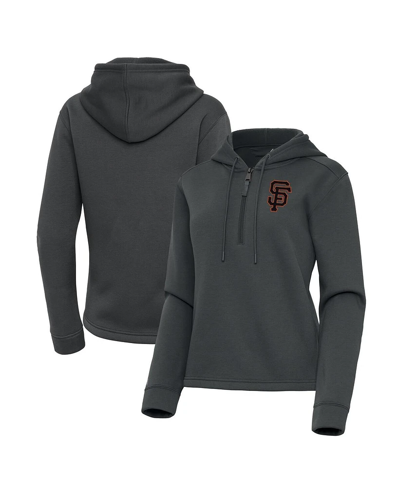 Antigua Women's Pewter San Francisco Giants Contemporary Quarter-Zip Hoodie