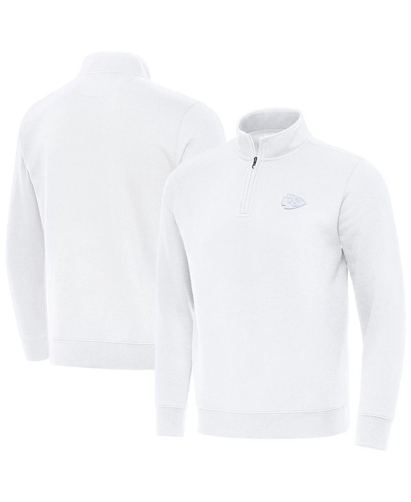 Antigua Men's White Kansas City Chiefs Victory Quarter-Zip Sweatshirt