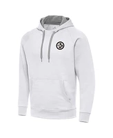 Antigua Men's White Pittsburgh Steelers Brushed Carbon Victory Pullover Hoodie