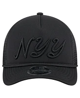 New Era Men's Black New York Yankees City Initial 9FORTY A-Frame M-Crown Adjustable Trucker Hat