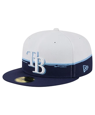 New Era Men's Navy/White Tampa Bay Rays Paint Stroke 59FIFTY Fitted Hat
