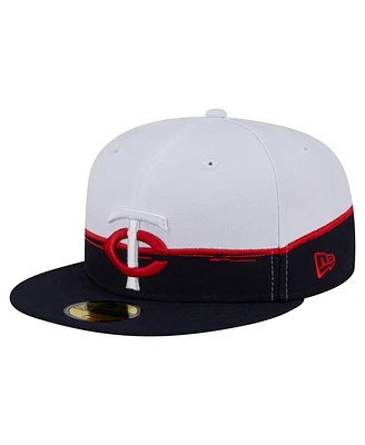 New Era Men's Navy/White Minnesota Twins Paint Stroke 59FIFTY Fitted Hat