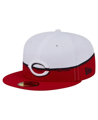 New Era Men's Red/White Cincinnati Reds Paint Stroke 59FIFTY Fitted Hat