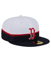 New Era Men's Navy/White Boston Red Sox Paint Stroke 59FIFTY Fitted Hat