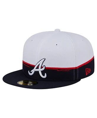 New Era Men's Navy/White Atlanta Braves Paint Stroke 59FIFTY Fitted Hat