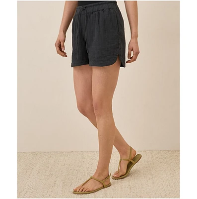 Pact Cotton Coastal Double Gauze Curved Hem Short