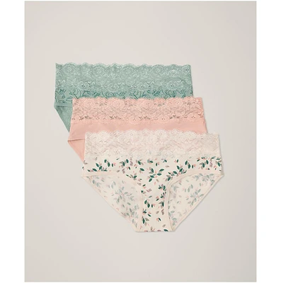 Pact Women's Organic Cotton Lace Waist Brief 3-Pack