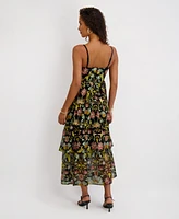 Siena Women's Embroidered Mesh Sleeveless Maxi Dress