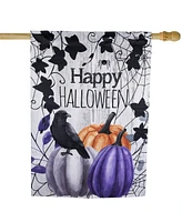 Northlight "Happy Halloween" Pumpkins and Crow Outdoor House Flag, 40" x 28"