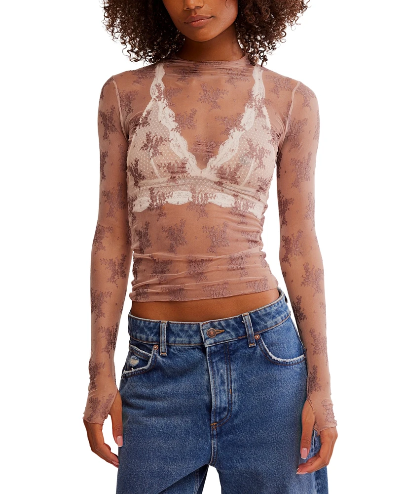 Free People Women's Two-Tone Mesh Top