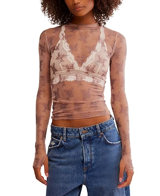 Free People Women's Two-Tone Mesh Top