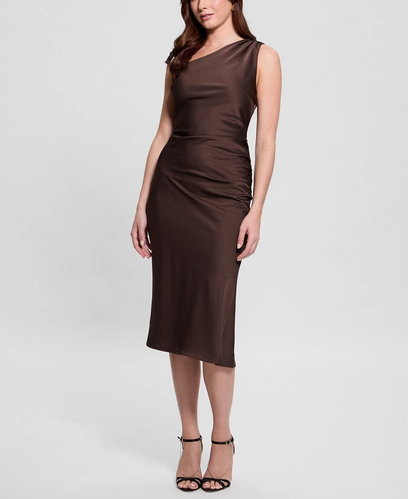 Guess Women's Ashlyn Asymmetrical-Neckline Sleeveless Midi Dress