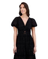 Siena Women's Cotton Embroidered Eyelet Lace Maxi Dress
