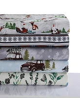 Tribeca Living Holiday Printed Cotton Flannel Extra Deep -Pc. Sheet Set