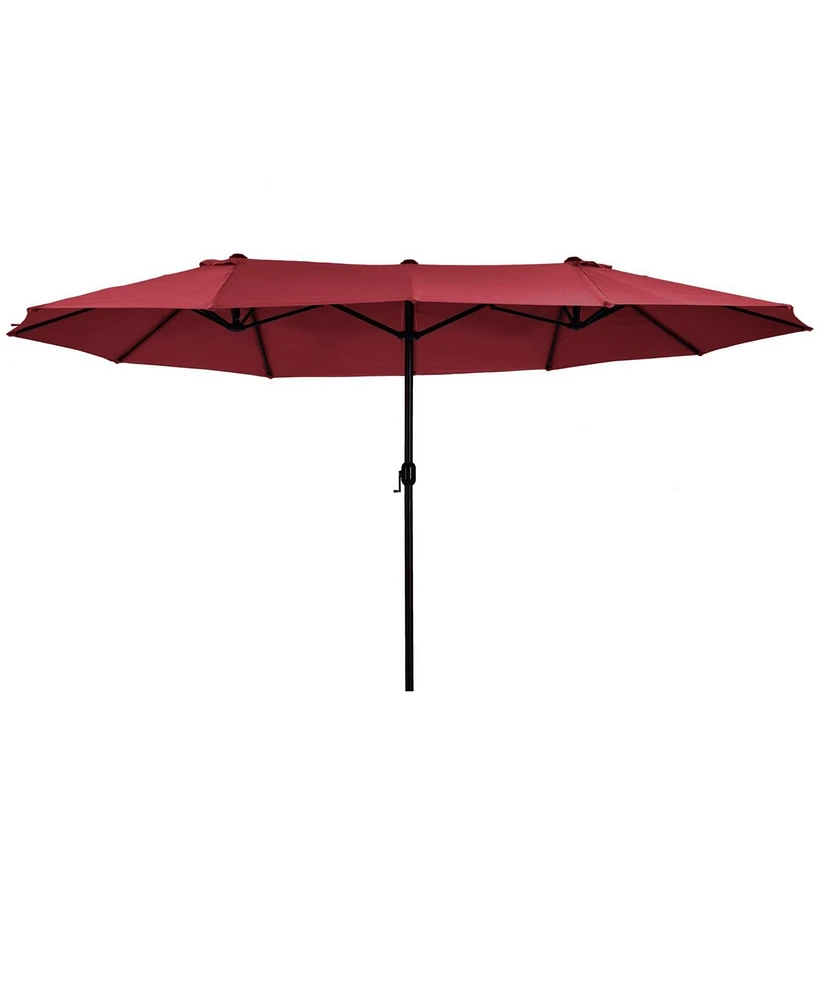 Flynama Outsunny Extra Large 15ft Patio Umbrella, Double-Sided Outdoor Umbrella with Crank Handle and Air Vents for Backyard, Deck, Pool, Market, Wine