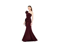 Amri Ruffle Pleated Gown with Rhinestone Embellishment