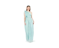 Amri Women's One Shoulder Floral Detail Ruched Gown