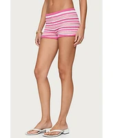 Edikted Women's Nola Striped Textured Knit Shorts