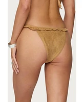 Edikted Womens Gilda Faux Suede Bikini Bottoms
