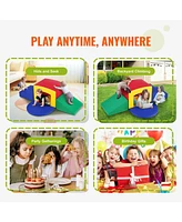 Slickblue Kids 5 Piece Indoor Foam Climbing Toys Set with Tunnel Stairs and Ramp