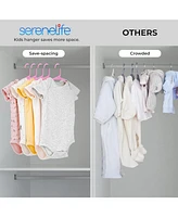 SereneLife 20 Pcs. Non-Slip Plastic Kids Hangers - Durable and Space-Saving Closet Organizers for Infants, Toddlers, and Kids' Clothing (Pink