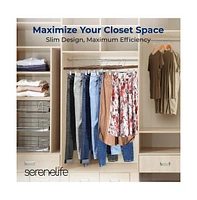 SereneLife 30 Pcs. Premium Wooden Pants Hangers - Heavy Duty Hanger Set with Chrome 360° Swivel Hook (Retro)