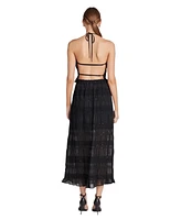 endless rose Women's Chiffon Gathered Sequins Maxi Skirt