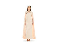 Amri Women's Strapless Column Dress With Detachable Cropped Cape Jacket