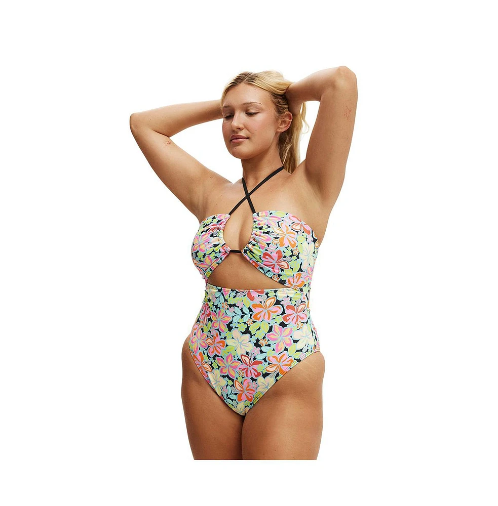 Cotton On Women's Gathered Halter One Piece Brazilian