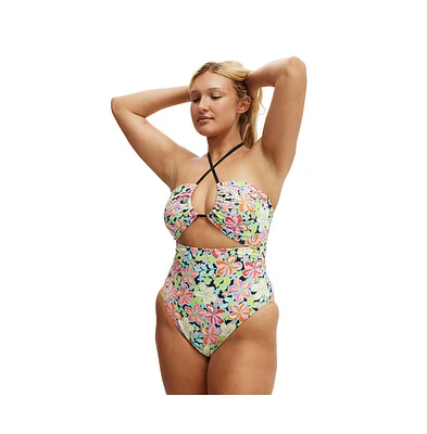 Cotton On Women's Gathered Halter One Piece Brazilian