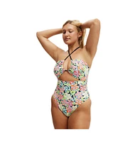 Cotton On Women's Gathered Halter One Piece Brazilian
