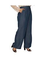 Standards & Practices Plus High Rise Dark Indigo Wide Leg Tencel Pants