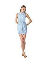 endless rose Women's Tweed Halter Check Mini Dress