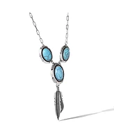 Jessica Simpson Turquoise & Feather Pendant Necklace in Antique Silver