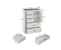 Casainc White Kitchen Cabinet with 5 Drawers for Bathroom