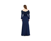 Amri Women's Ruched Drape Off-The-Shoulder Wrap Over Gown