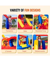 Family Backyard Inflatable Bounce House with Slide Blower and Storage Bag for Kids