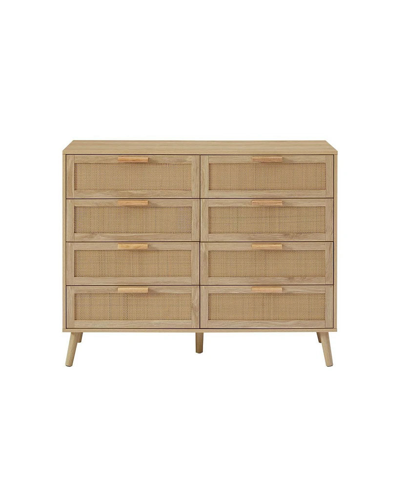 Casainc Wooden Kitchen Cabinet 8 Double Dresser with rattan drawers
