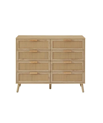 Casainc Wooden Kitchen Cabinet 8 Double Dresser with rattan drawers