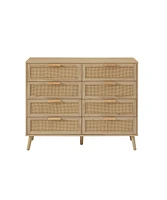 Casainc Wooden Kitchen Cabinet 8 Double Dresser with rattan drawers