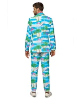 OppoSuits Men's Flamingo Print Costume - Slim Fit Includes Matching Blazer Jacket Pants & Tie Tropical Party Costumes