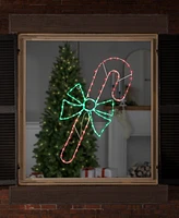 Northlight 28" Led Lighted Candy Cane with Bow Christmas Window Silhouette