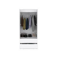 Palmer 2 Drawers Armoire, Wardrobe Closet with Hanging Rod, White