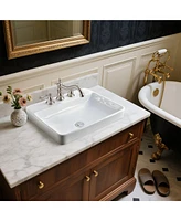 Aquaterior Rectangle Drop In Bathroom Sink w/ 3 Hole Faucet Widespread 2 Handle