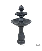 Sunnydaze Decor 46" H Outdoor 2-Tier Pineapple Solar Water Fountain with Battery Backup