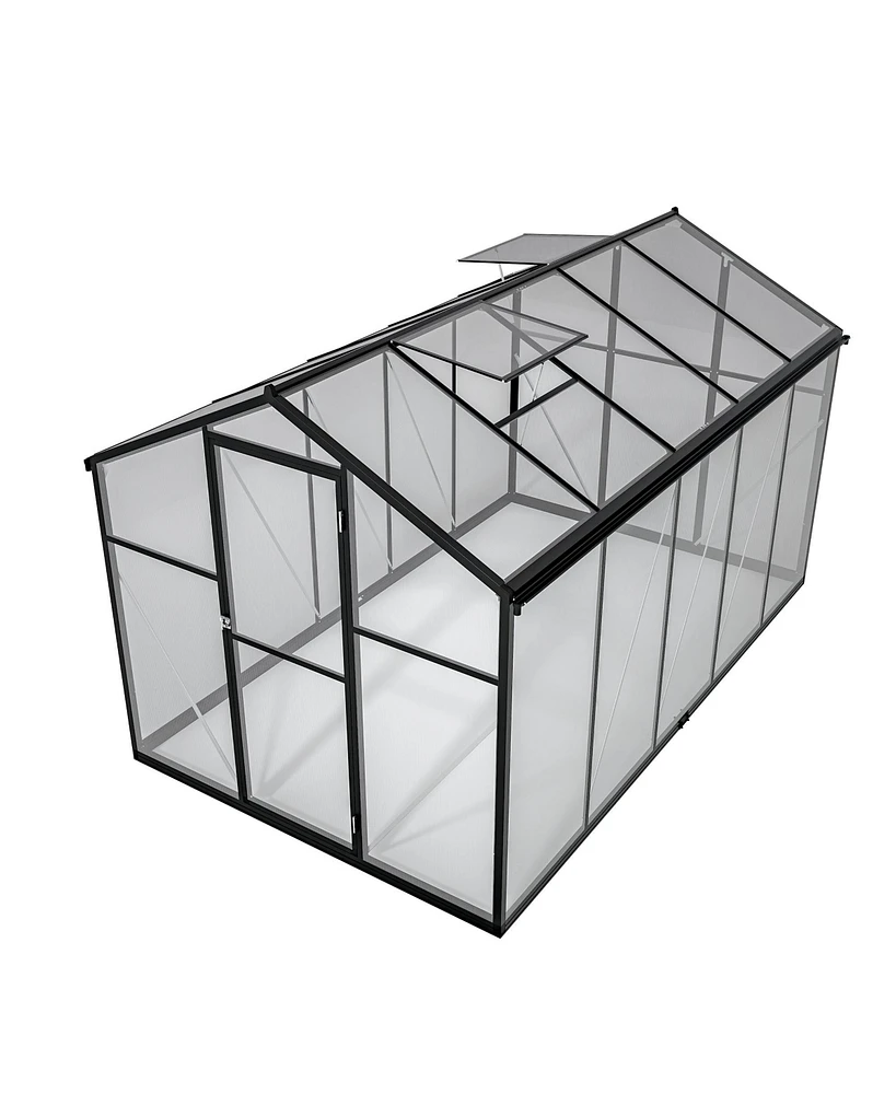 Mondawe 6'x12' Thick Polycarbonate Greenhouse with Double Flush Door